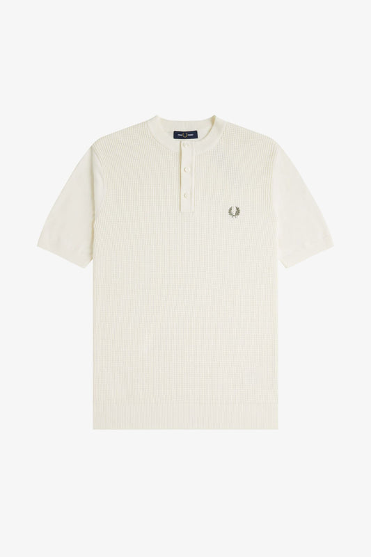K6509 Light Ecru Waffle Stitch - Henley