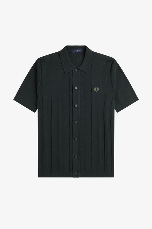 K9727 Night Green Knitted Button Through - Shirt