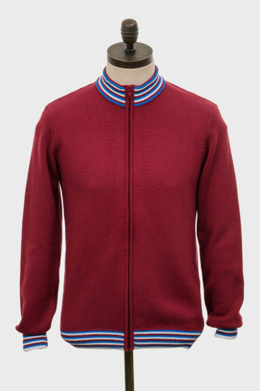 Roe Knitted Wine / Navy / White - Cardigan