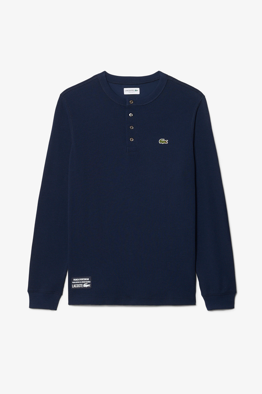 Long Sleeved Waffle Midnight Blue - Knit T-shirt