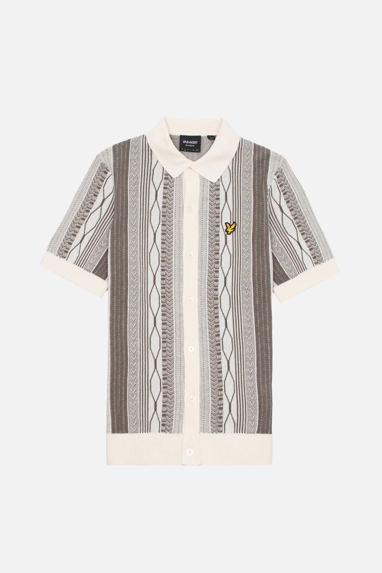 Brocade Jacquard Ice Cream/Khaki Ash - Knitted Shirt