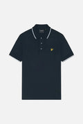 Pique Dark Navy and White - Tipped Polo Shirt