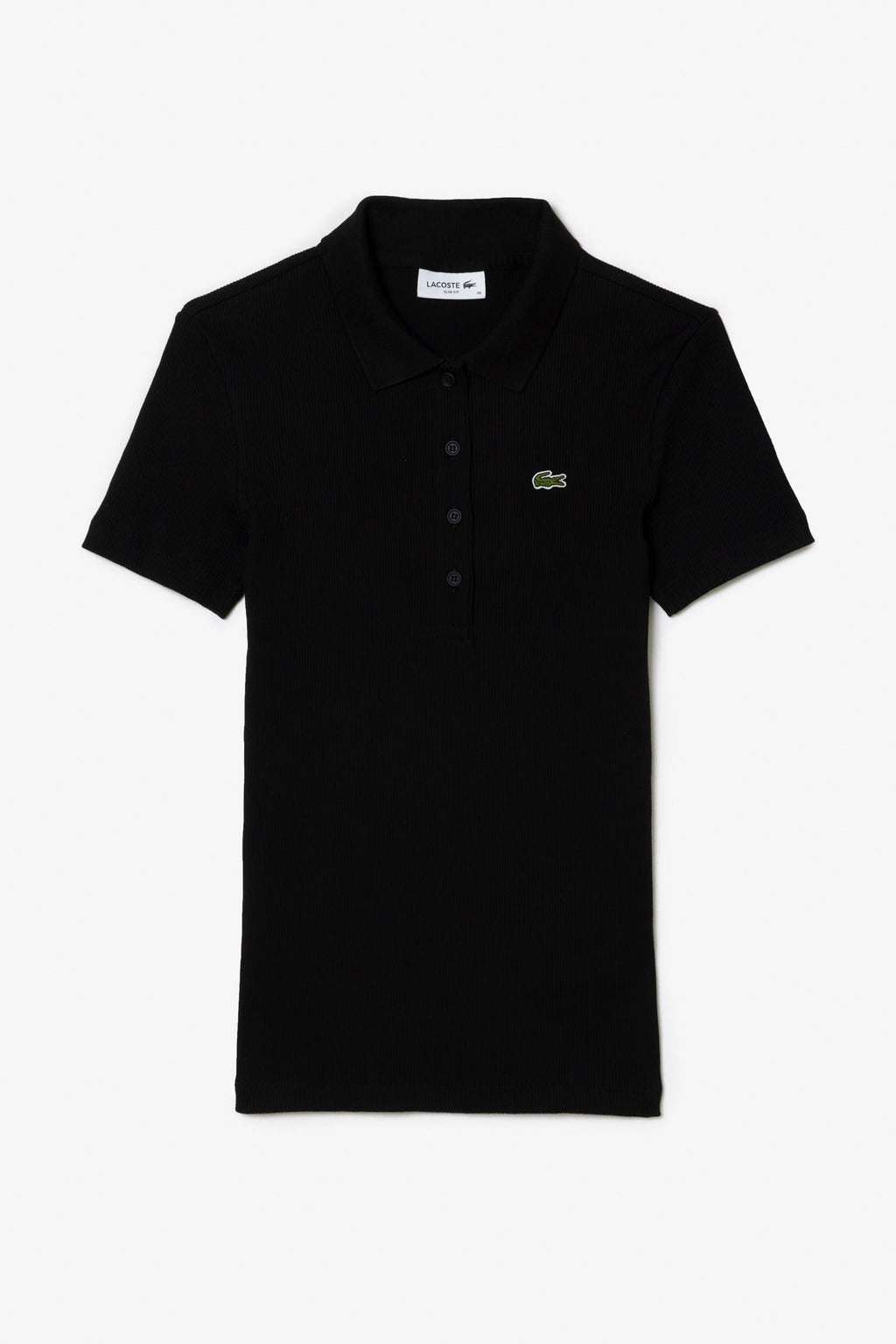 Slim Fit L.12.D Ribbed Cotton Crocodile Noir - Polo