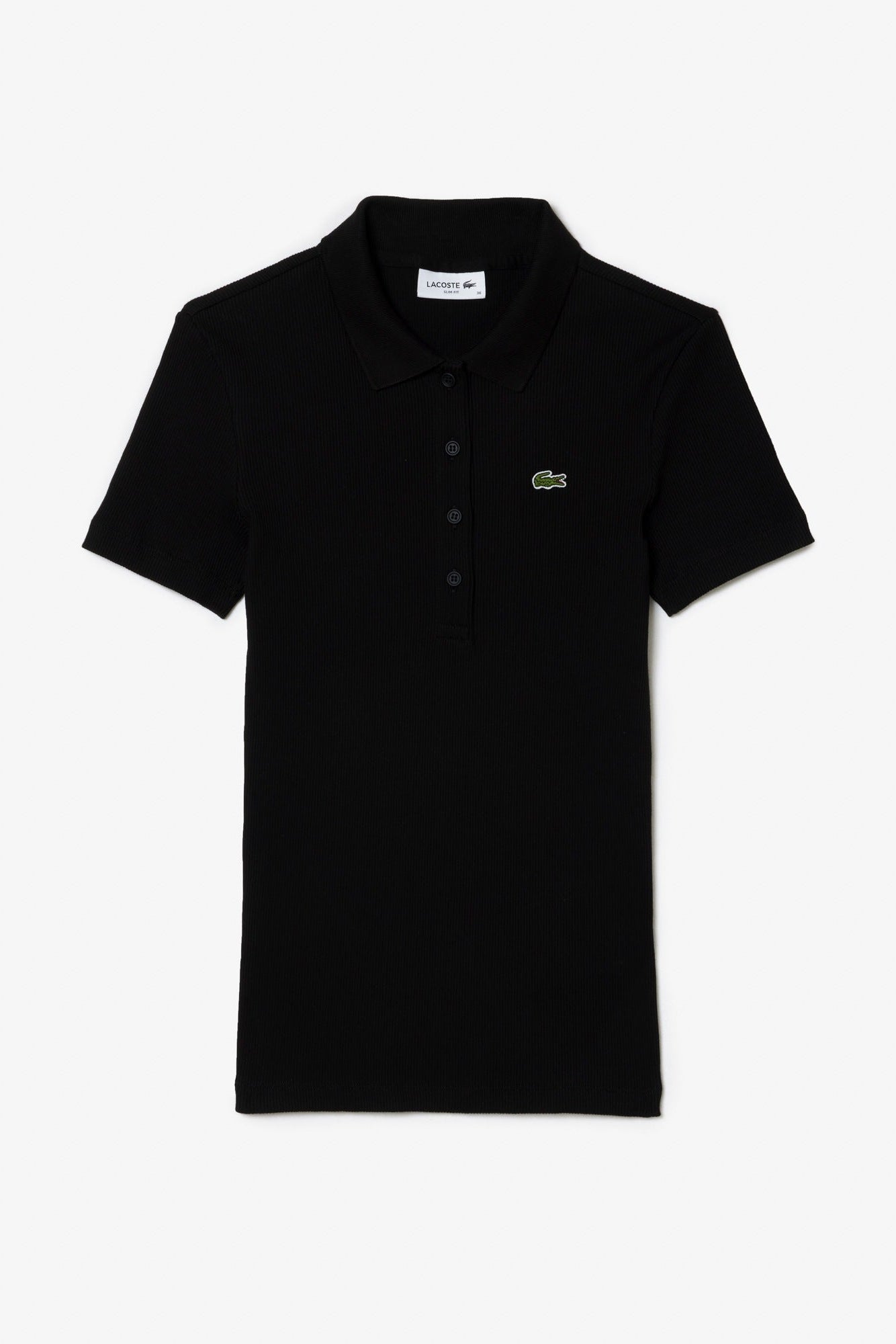Slim Fit L.12.D Ribbed Cotton Crocodile Noir - Polo