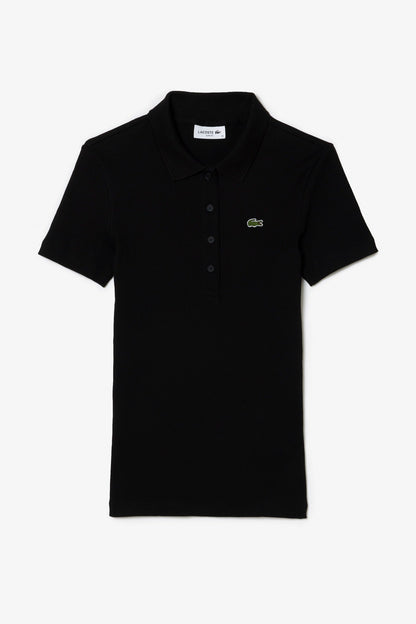 Slim Fit L.12.D Ribbed Cotton Crocodile Noir - Polo