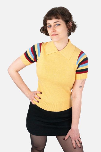 Babs Stripe Sleeve Pineapple - Polo Knit