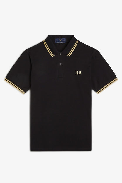 M12 ‘Made In England’ Black / Champagne Twin Tipped - Polo Shirt