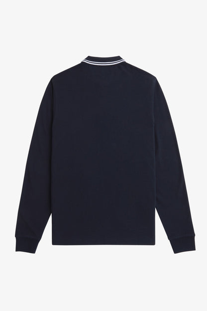M3636 Navy / White - L/S Polo