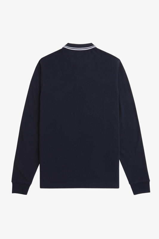 M3636 Navy / White - L/S Polo