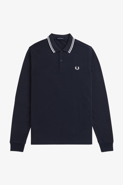 M3636 Navy / White - L/S Polo