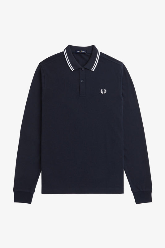 M3636 Navy / White - L/S Polo