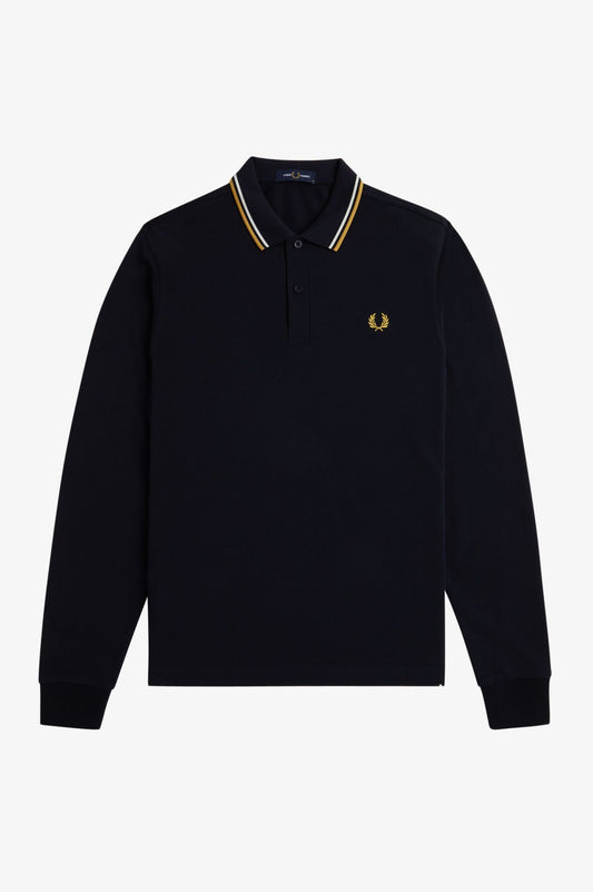 M3636 Navy / Ecru / Honeycomb Twin Tipped - L/S Polo
