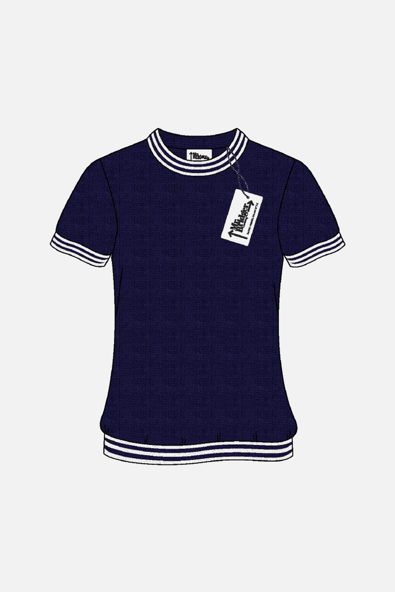 Dorval Navy Knitted - Mock Turtle Neck