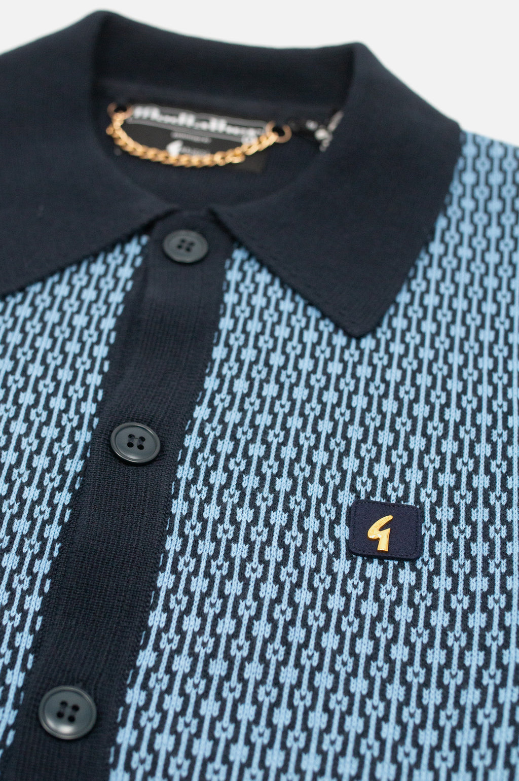 Norman Navy Geometric Button Through - Cardi