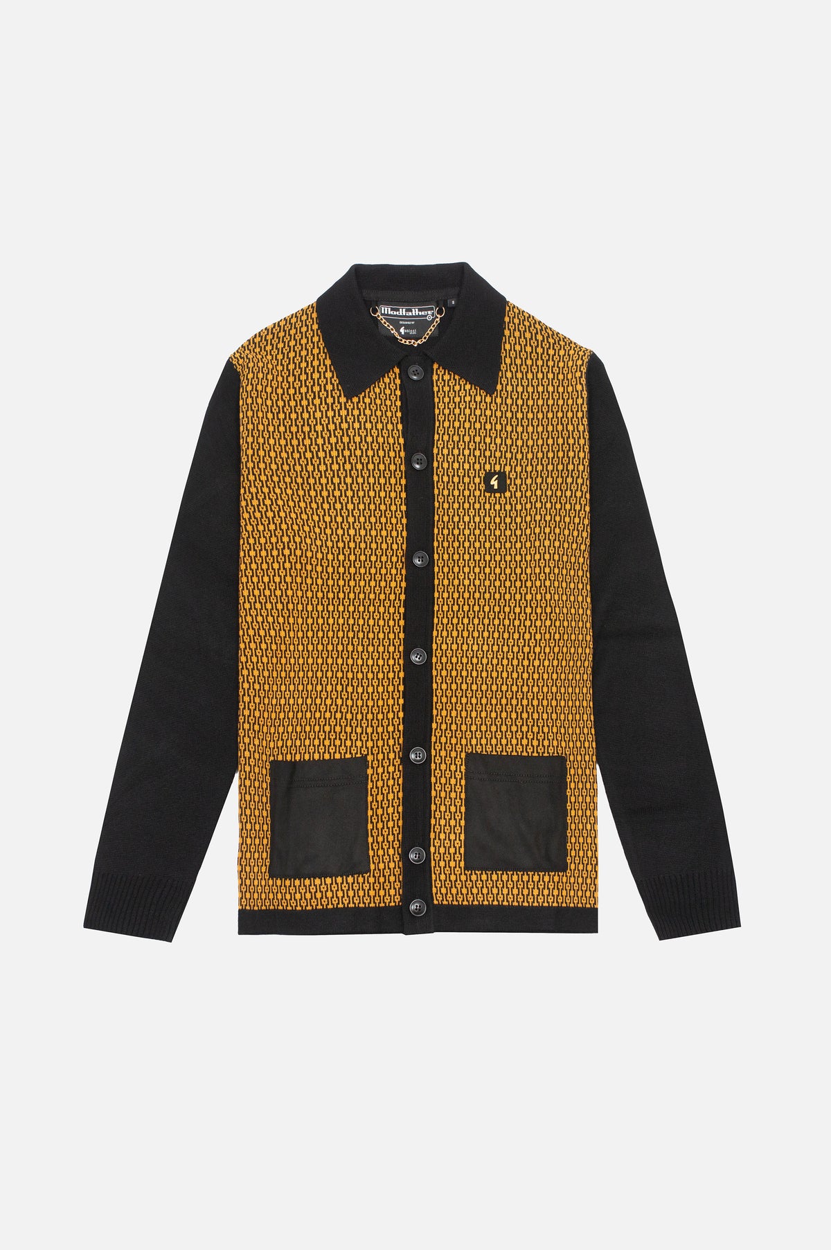 Norman Black Geometric Button Through - Cardi