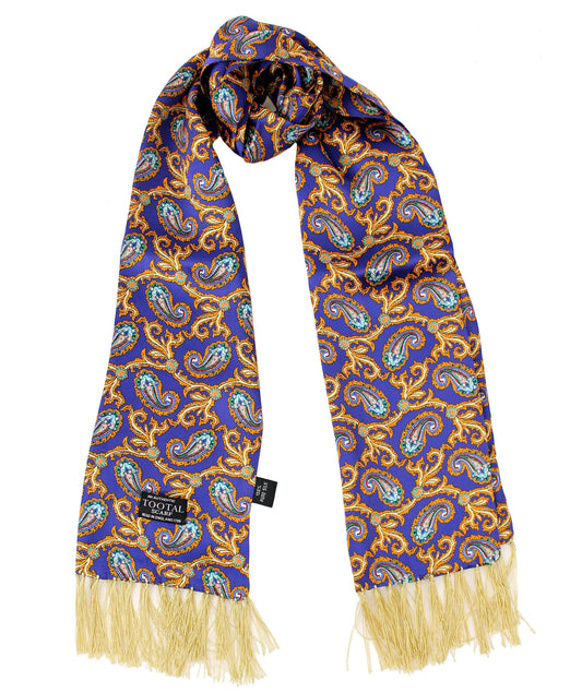 Paisley Navy / Gold - Silk Scarf