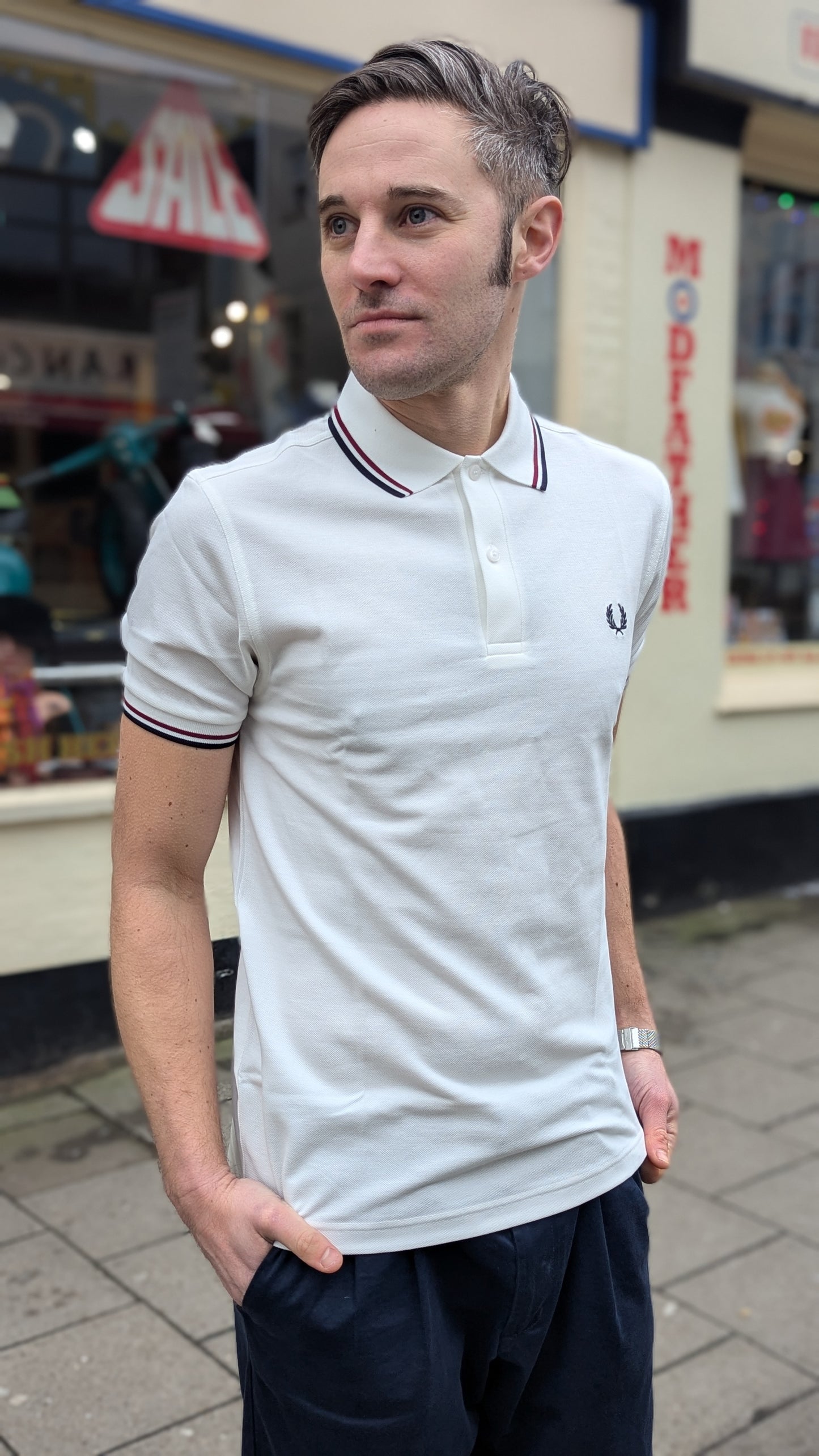 M3600 Snow White / Burnt Red / Navy Twin Tipped - Polo