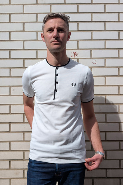 M2446 Four Button Snow White - Henley