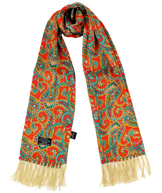 Paisley Red, Gold & Green - Silk Scarf
