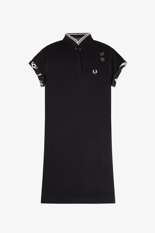 SD9114 Black Printed Trim Piqué - Dress