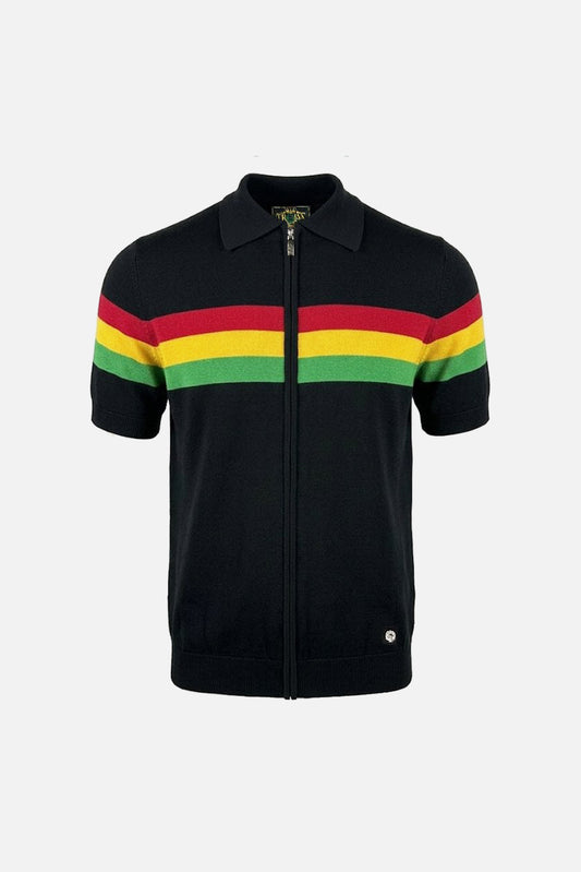 Stripe Zip Fine Gauge - Cardi