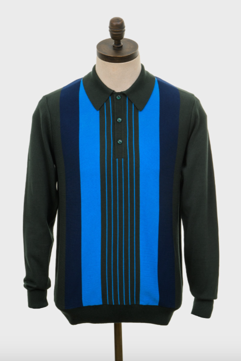 Rafferty Forest Green Stripes 315 - Polo Knit