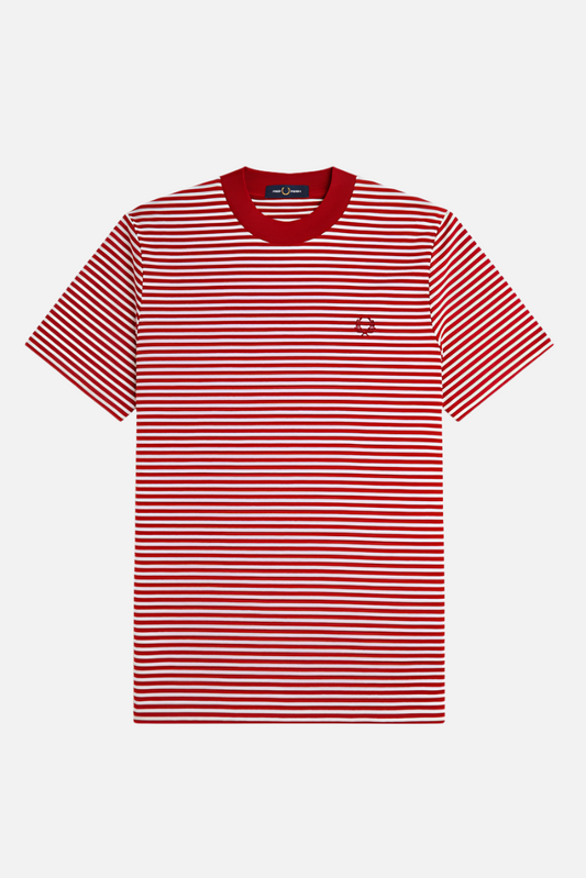 M6581 Fine Stripe Heavy Weight Burnt Red - T-Shirt