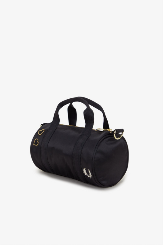 L9265 Amy Winehouse Black Satin - Mini Barrel Bag