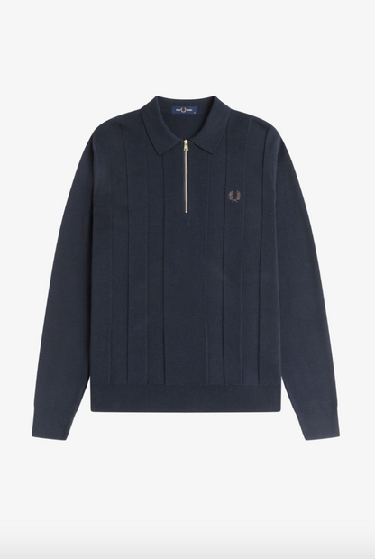 K1555 Navy Tonal Stripe Knitted L/S - Shirt