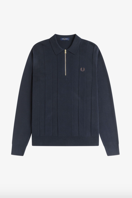 K1555 Navy Tonal Stripe Knitted L/S - Shirt
