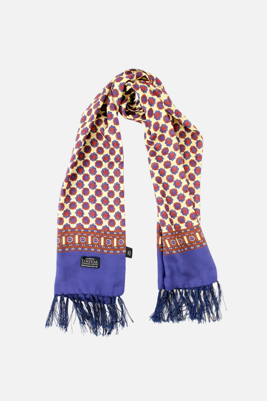 Navy Border Fringed - Rayon Scarf