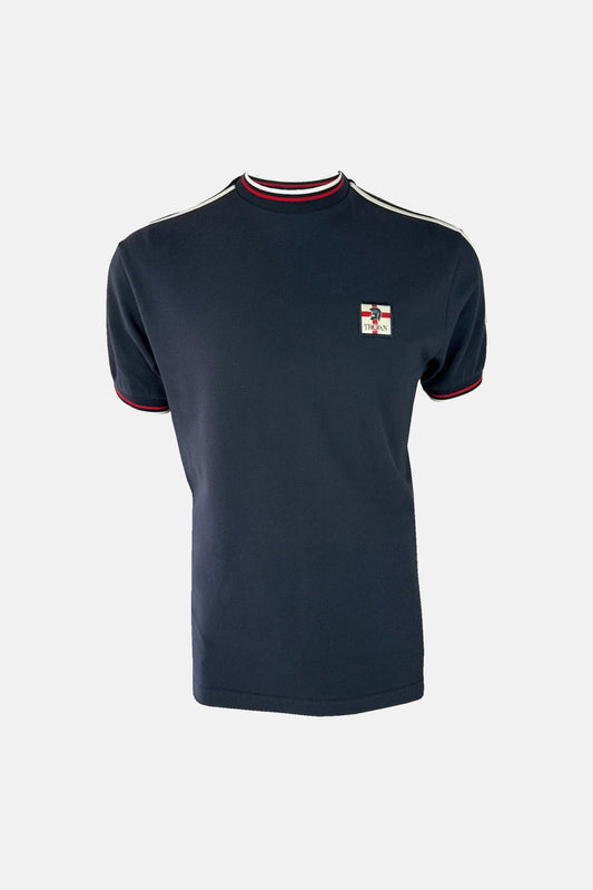 Flag Badge Pique Navy - T-Shirt