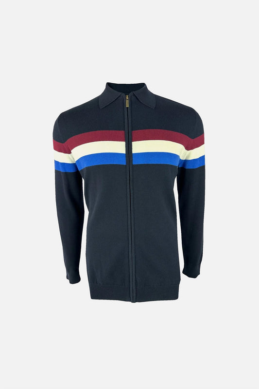 Red/Ecru/Blue Stripe - Cardigan