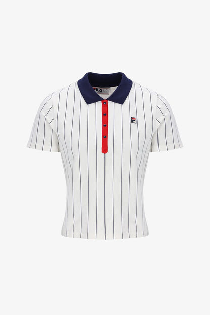 BB1 Women's Classic Vintage Striped 130 Gardenia / Fila Navy / Fila Red - Polo