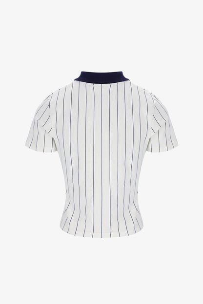 BB1 Women's Classic Vintage Striped 130 Gardenia / Fila Navy / Fila Red - Polo