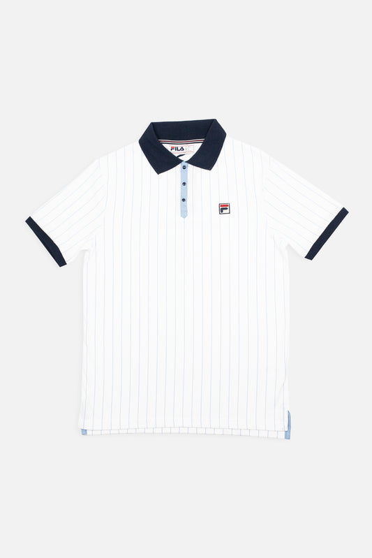 BB1 Classic Vintage Striped White / Navy / Vista Blue - Polo