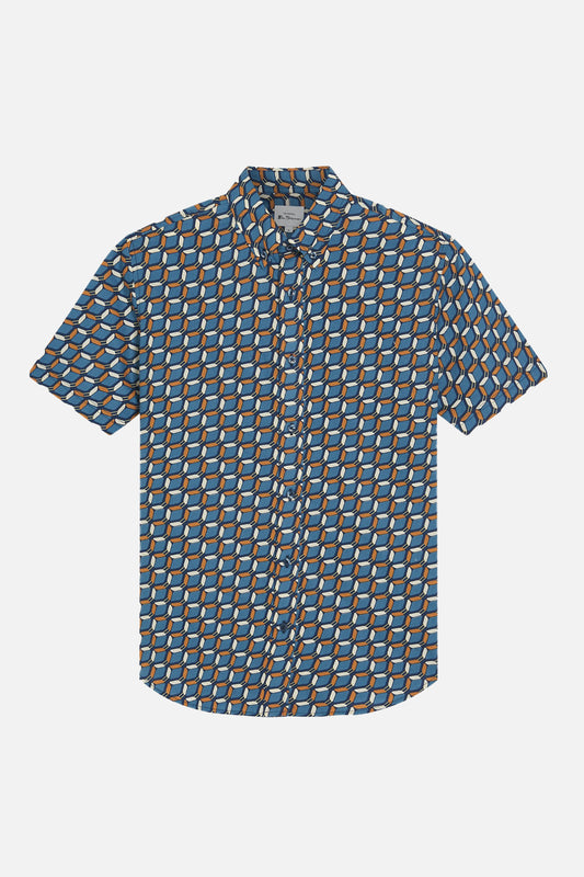 Retro Geo Print Royal - Shirt