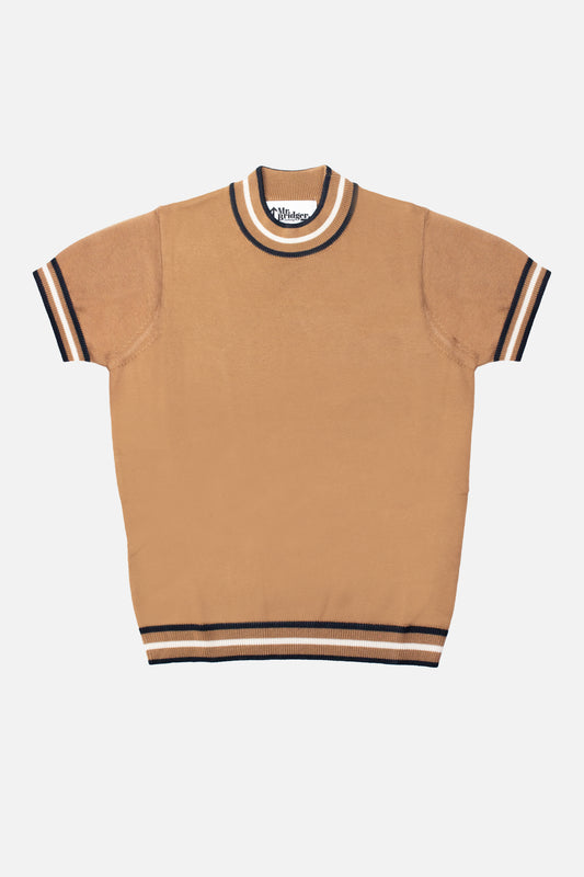 Dorval Camel S/S Knitted - Mock Turtle Neck