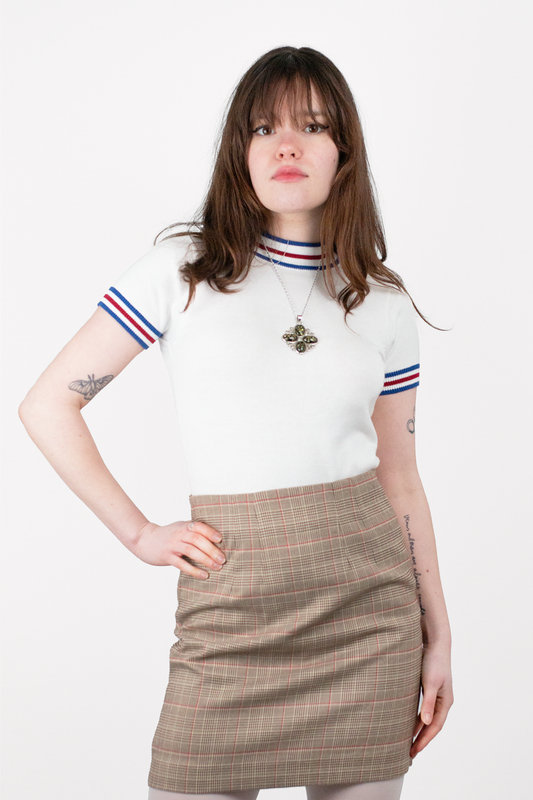 Dorval Ecru S/S Knitted - Mock Turtle Neck