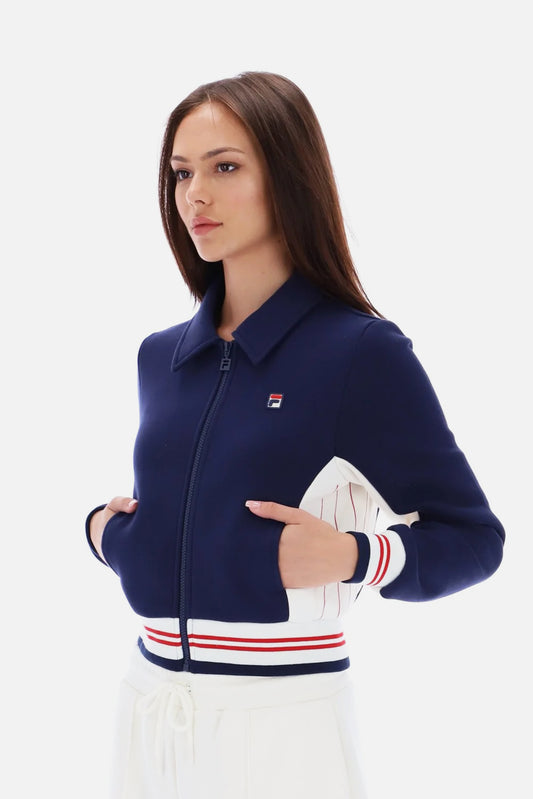 Harper Cropped Navy / Gardenia / Red - Track Top