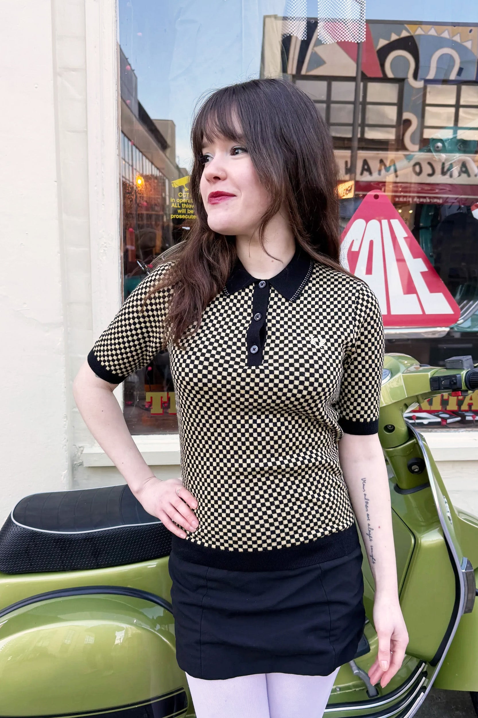 K2123 Chequerboard Knitted Black / Champagne - Shirt