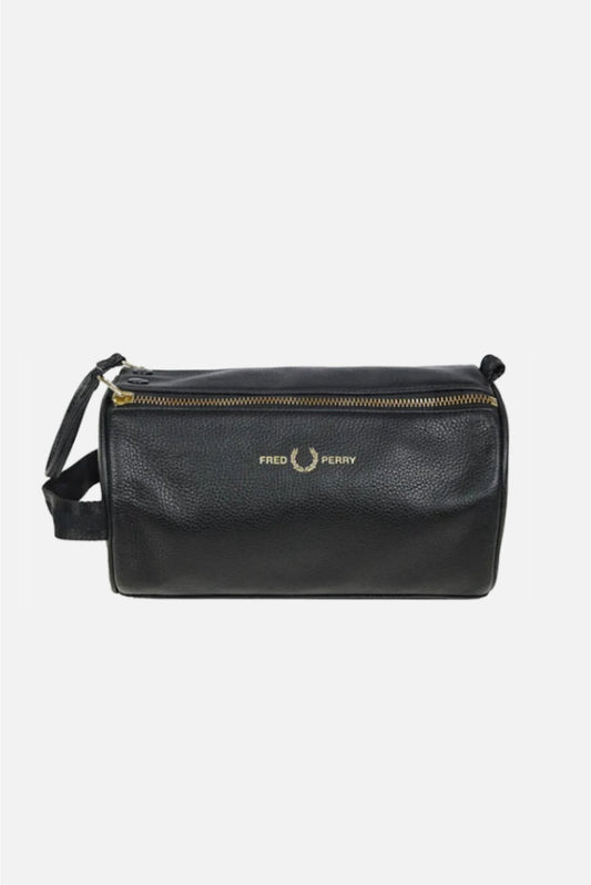 L8292 Black Tumbled Leather - Wash Bag