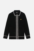 Tipped Knitted Zip Through Jet Black - Polo