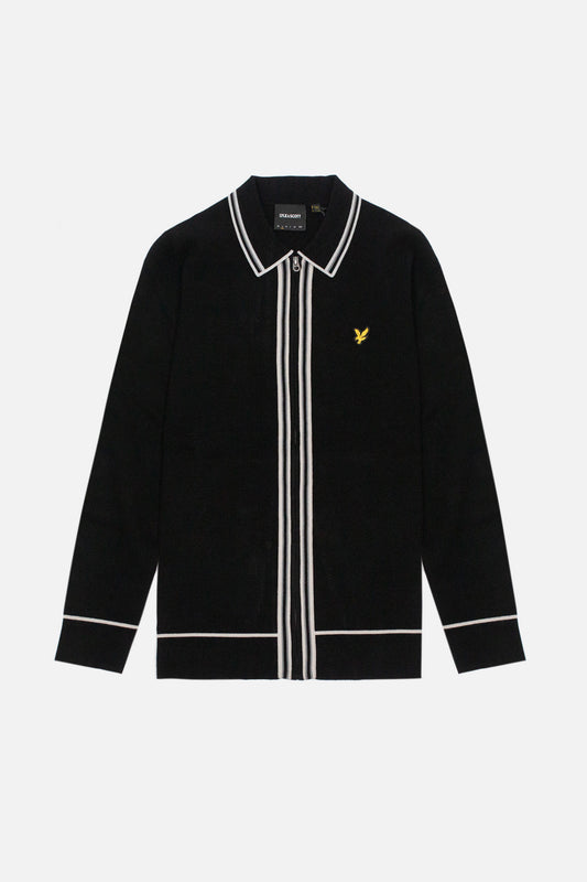 Tipped Knitted Zip Through Jet Black - Jacket