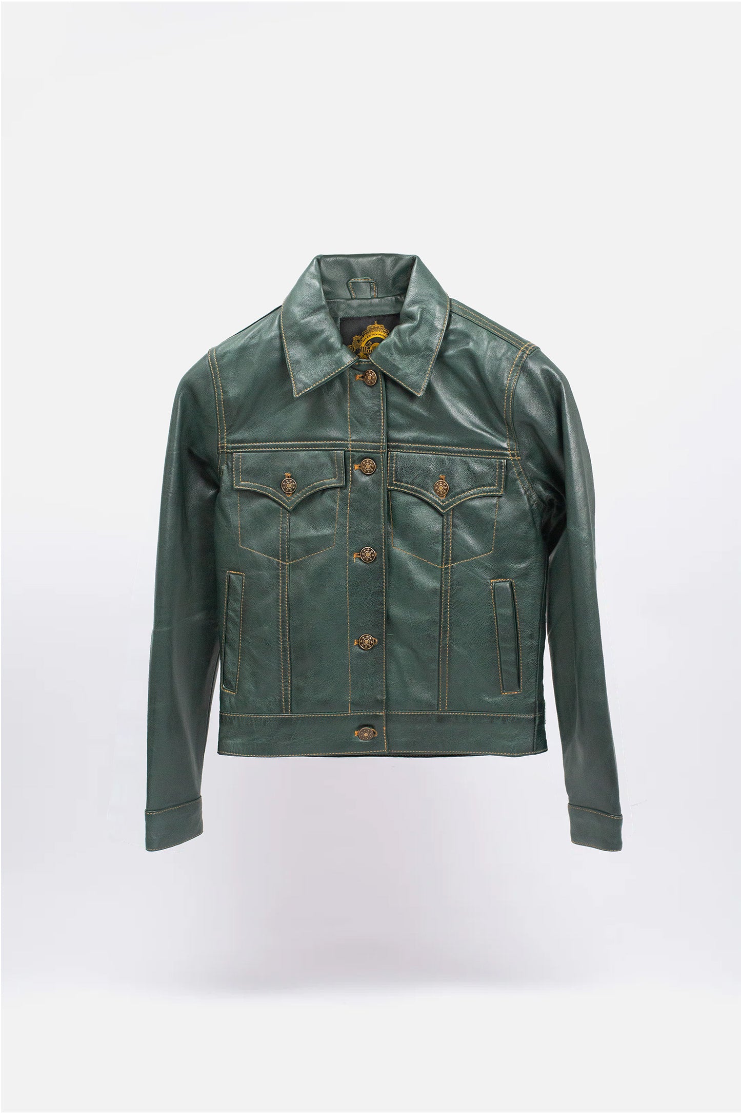 Women's Leather Ivy Green - Trucker Jacket