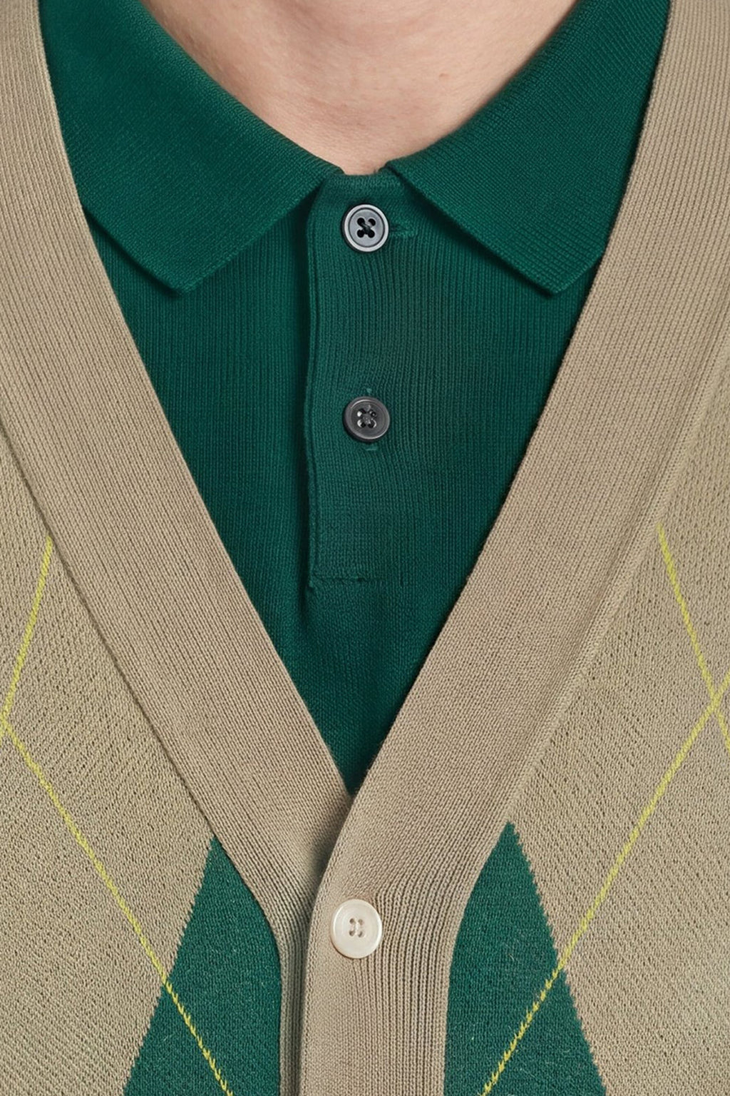 Archive Argyle Knitted Camel - Cardigan