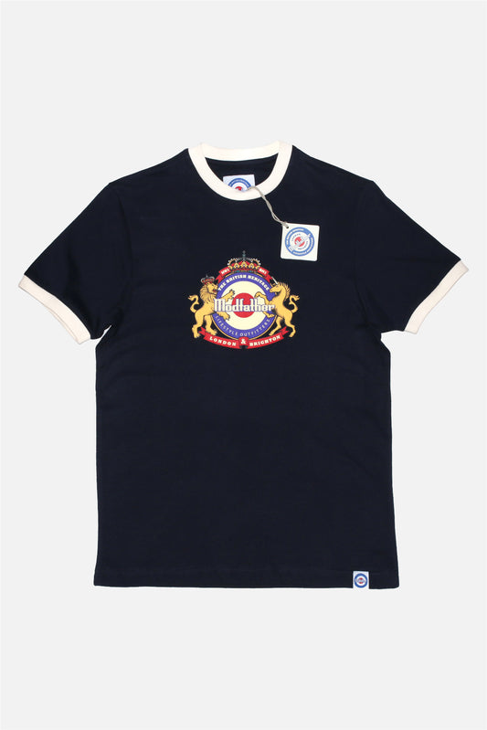 Modfather Crest Logo Navy Ringer - T-Shirt