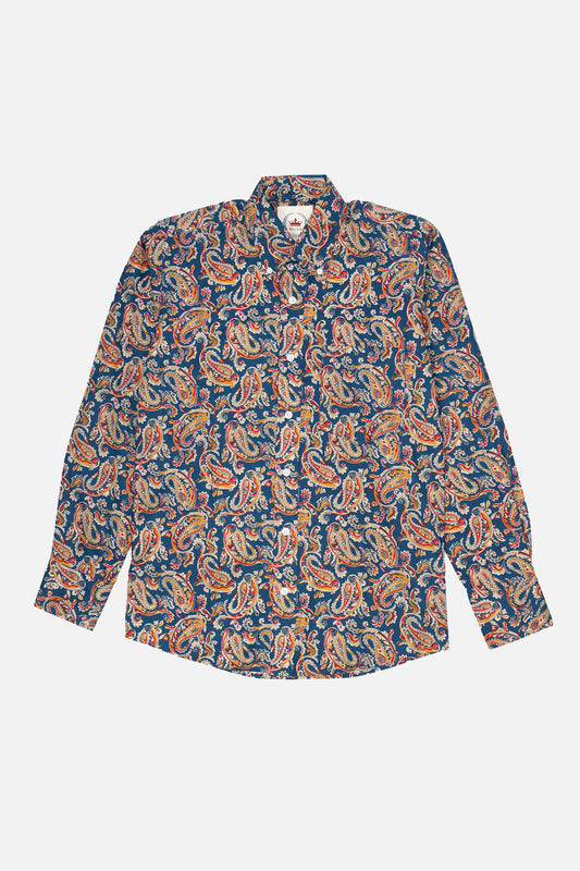 PS25 Navy Red & Gold Paisley - Shirt