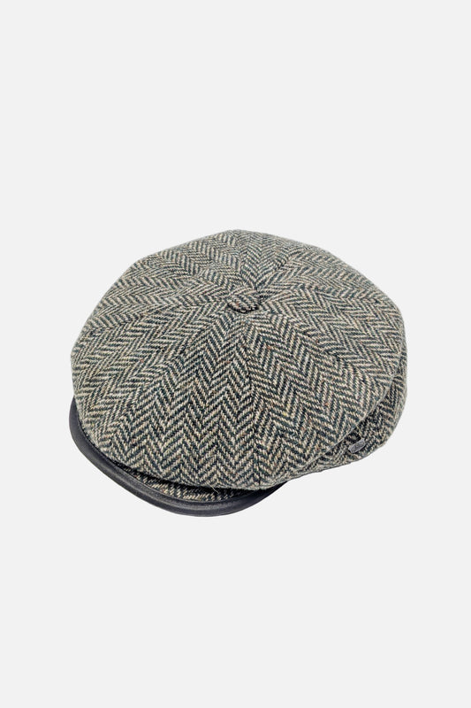 Shelby 2580 Tweed Herringbone Olive Baker Boy - Cap