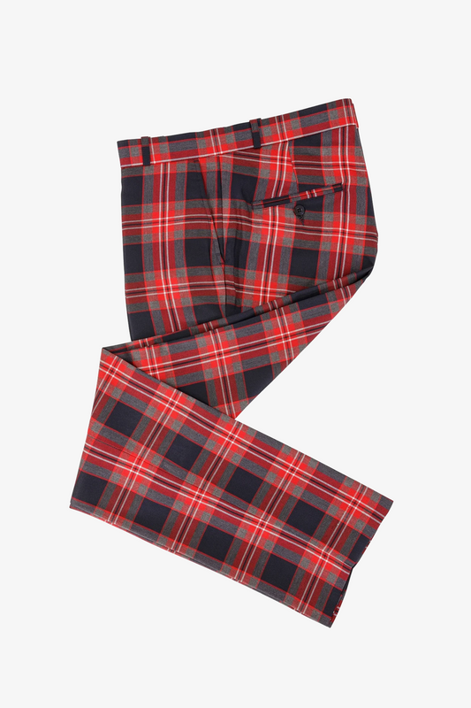 Sta Press Red & Grey Tartan - Trousers